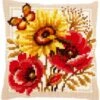 Vervaco PN-0156043 Kreuzstichkissenpackung Mohn- Und Sonnenblumen -Berühmter Spielzeug Geschäft 0156043