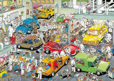 Jumbo 17281 Jan Van Haasteren In Der Autolackiererei 500 Teile Puzzle 4 Jumbo 17281 Jan Van Haasteren In Der Autolackiererei 500 Teile Puzzle – Bild 2