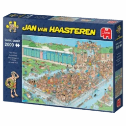 JUMBO 20040 Jan Van Haasteren Ab In Den Pool 2000 Teile Puzzle -Berühmter Spielzeug Geschäft 20040 box linksansicht