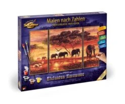Schipper 609260455 Afrika-Elefanten-Karawane Triptychon Malen Nach Zahlen
