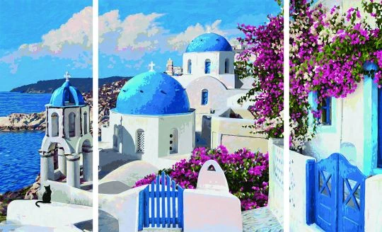 Schipper 609260783 Malen Nach Zahlen Triptychon Santorin 4 Schipper 609260783 Malen Nach Zahlen Triptychon Santorin – Bild 2