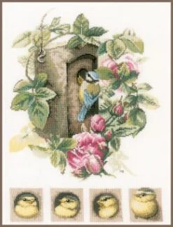 Lanarte PN-0008031 Kreuzstichpackung Zählmusterpackung Vogelhaus Mit Rosen