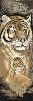 Lanarte PN-0008227 Tiger Mit Baby Kreuzstichpackung