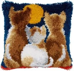 Vervaco PN-0021651 Knüpfkissen Katzen Bei Nacht