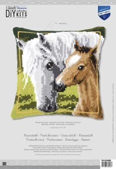 Vervaco PN-0144668 Kreuzstichkissen Weiße Stute Mit Fohlen