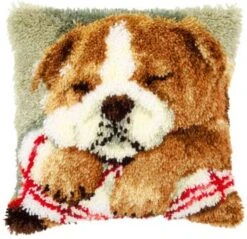 Vervaco PN-0147788 Knüpfkissen Kleine Schlafende Bulldoge