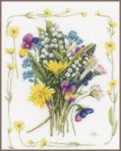 Lanarte PN-0167125 Zählmusterpackung Strauß Von Feldblumen, Kreuzstichpackung