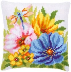Vervaco PN-0184985 Kreuzstichkissenpackung Blumen