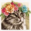 Lanarte PN-0189339 Kreuzstichpackung Katze Mit Blumenkrone -Berühmter Spielzeug Geschäft pn 0189339