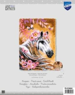 Vervaco PN-0194644 Knüpfteppich / Wandbehang Pferd Mit Blumen
