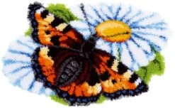 Vervaco PN-0154242 Knüpfteppich / Wandbehang Schmetterling & Margeriten
