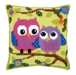 Vervaco PN-0021540 Kreuzstichkissen Eulen Auf Zweig